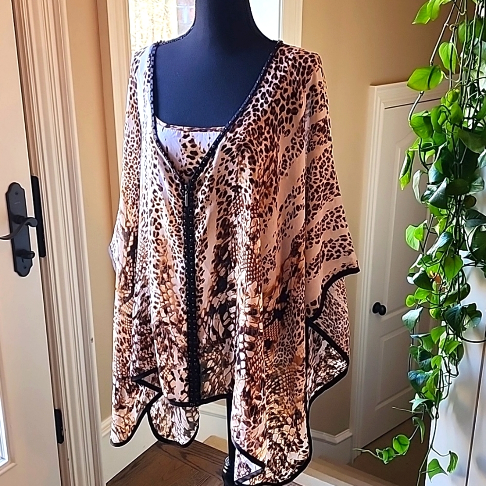 Alberto Makali Two Piece Animal Print  Womens Kaftan and Camisole